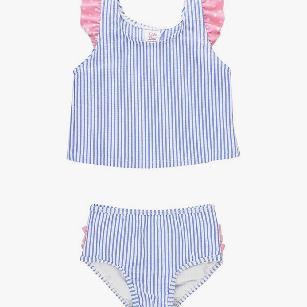 RuffleButts Baby Girls Cropped 2-Piece Sleeveless Tankini Swimsuits 3-6 months